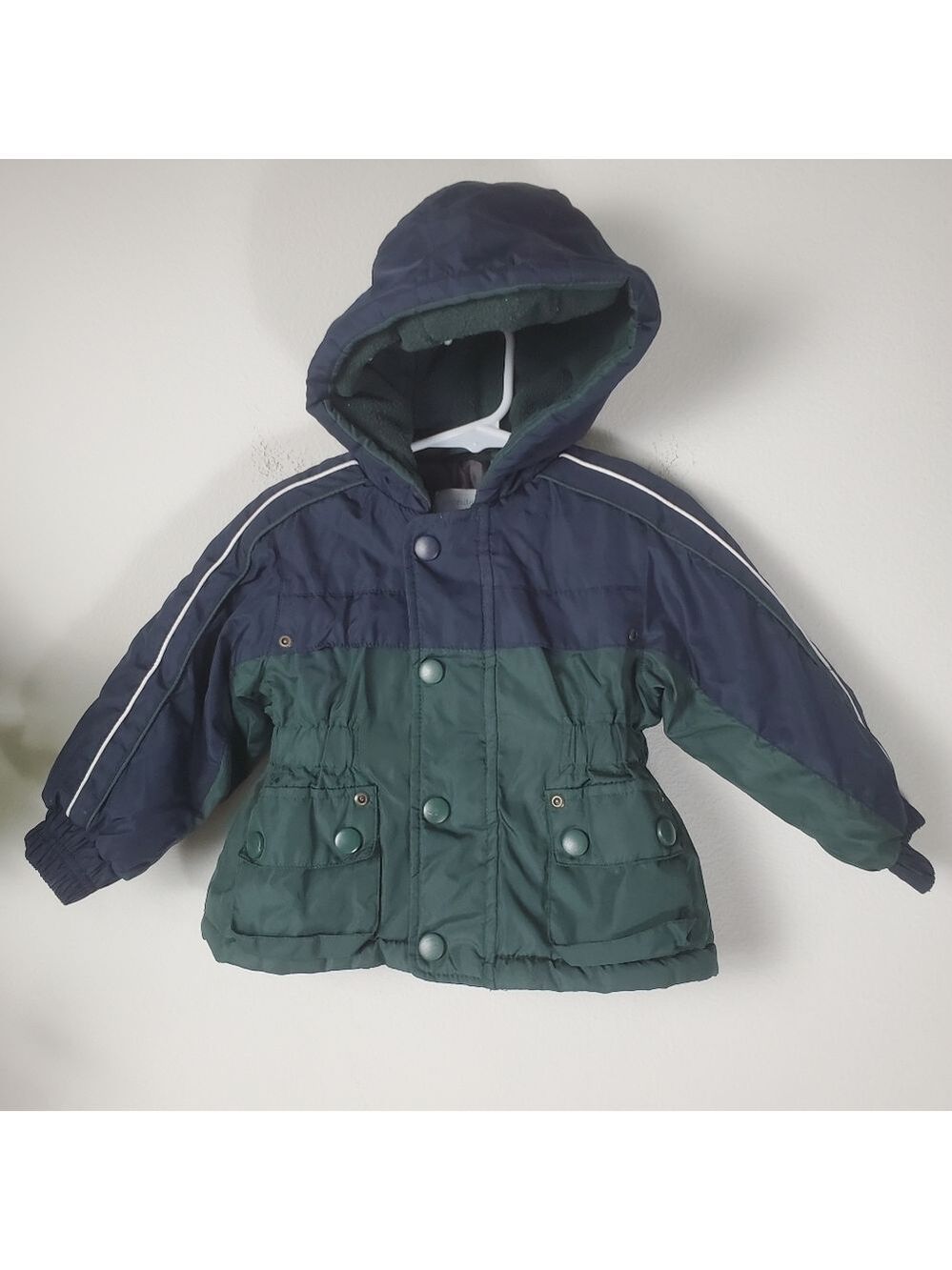 Wonderkids Navy Green Winter Puffer Hooded Jacket Baby 18 Months